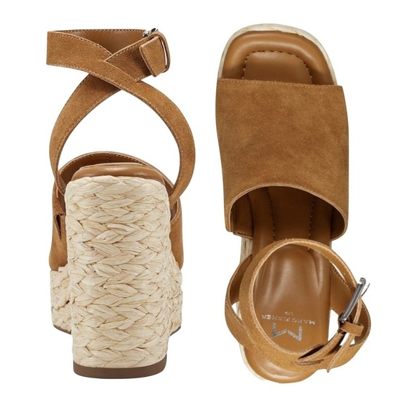Marc Fisher Brown Nelly Suede Woven Wedge Sandals Size 11 - Picture 2 of 12